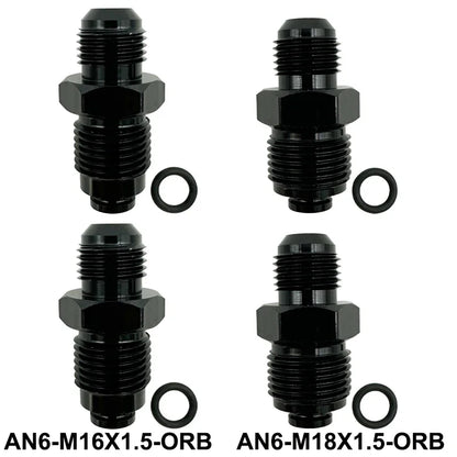 6AN Power Steering Fitting 16MM 1.5 and 18MM 1.5  Adapter Fitting With O-Ring For Hydro Boost Pump Rack Fuel Tank Turbocharger Tuck's Performance