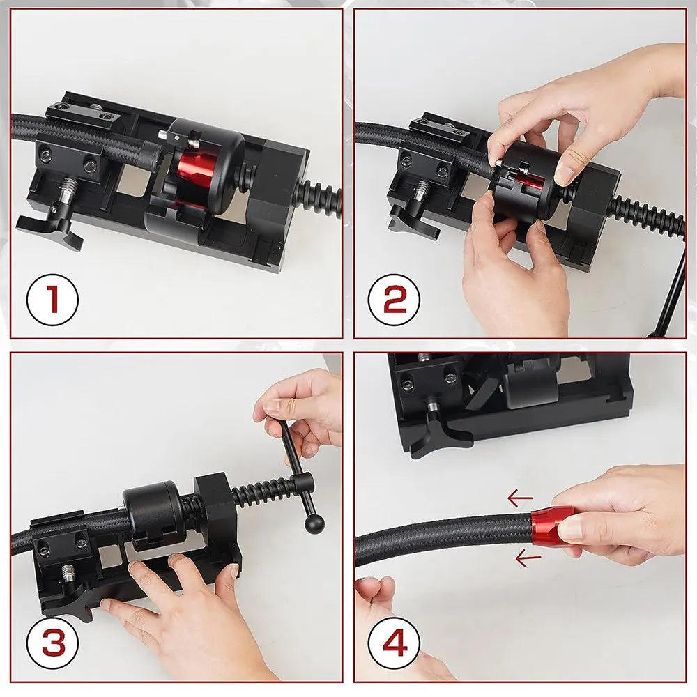 Fuel Line Fittings Installation Tool Kit, Aluminum Alloy Rotary Fuel Hose Connection Bracket For 4AN 6AN 8AN 10AN 12AN Connector Tuck's Performance