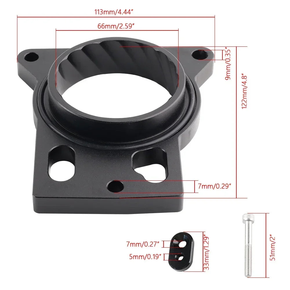Black Silver Throttle Body Spacer For Cadillac Escalade Chevrolet Avalanche Silverado SSR GMC Sierra Hummer Air Intake System Tuck's Performance