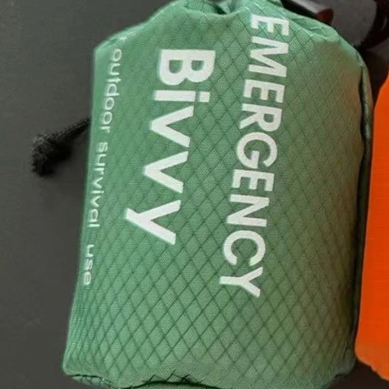 Emergency bivvy thermal survival sleeping bag - green with stuff sack