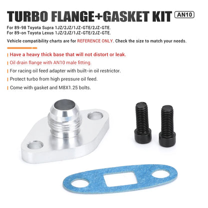 PQY - Turbo Oil Return/Drain Flange Adapter AN10 for TOYOTA LEXUS 1JZ 2JZ GTE PQY-OFG35 Tuck's Performance