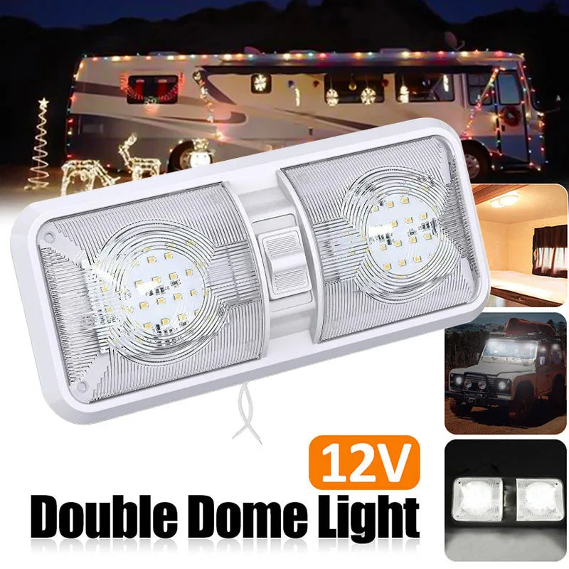 12V/24V LED dome light - double, for caravans and campers