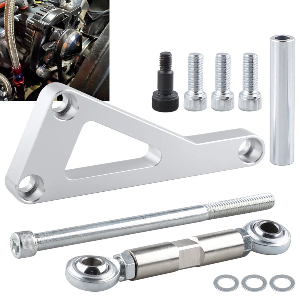 Small Block Chevy Alternator Bracket 551411 Style, Adjustable Kit for Long Water Pump 305 327 350 383 Tucks Performance