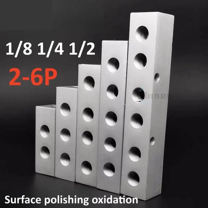 Aluminium Splitter 1/8" 1/2" BSP Internal Thread Port 2 3 4 5 6 7 8 9 10 Way 1/4 Pneumatic Air Manifold Distributor Connector Tuck's Performance