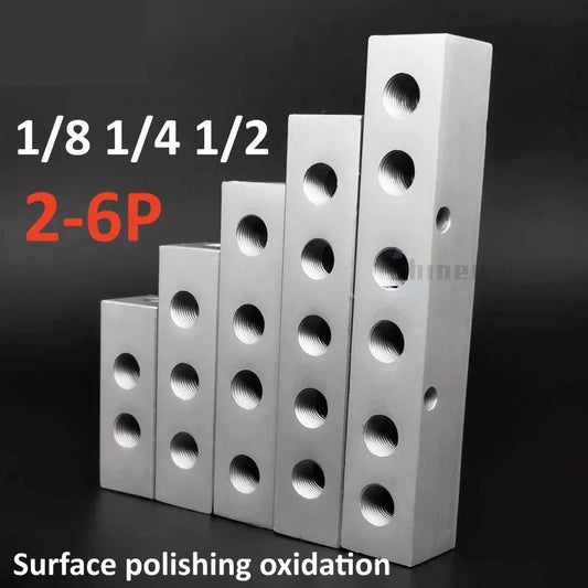 Aluminium Splitter 1/8" 1/2" BSP Internal Thread Port 2 3 4 5 6 7 8 9 10 Way 1/4 Pneumatic Air Manifold Distributor Connector Tuck's Performance