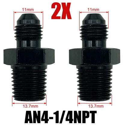 2X Flare Male AN4 AN6 AN8 AN10 AN12 To 1/4NPT 1/8NPT 3/8NPT 3/4 NPT Thread Straight Fittings Fuel Oil Cooler Hose Pipe Adapter Tuck's Performance