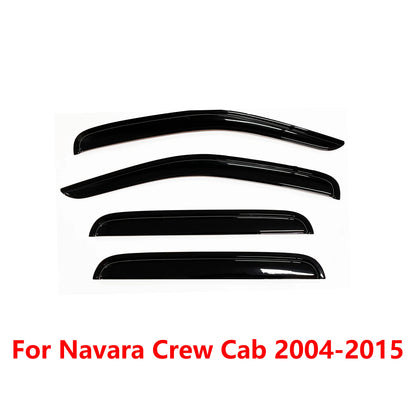 Window Visor for Nissan Navara 2004-2015 Double Cab | 4pcs Rain Guard Wind Deflector | Car Weather Shield Accessory Tuck's Performance