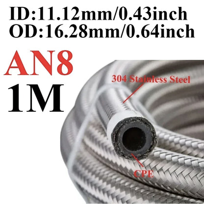 Stainless Braided CPE Fuel & Oil Hose | AN4 to AN12 | 1 to 6 Metre Tucks Performance