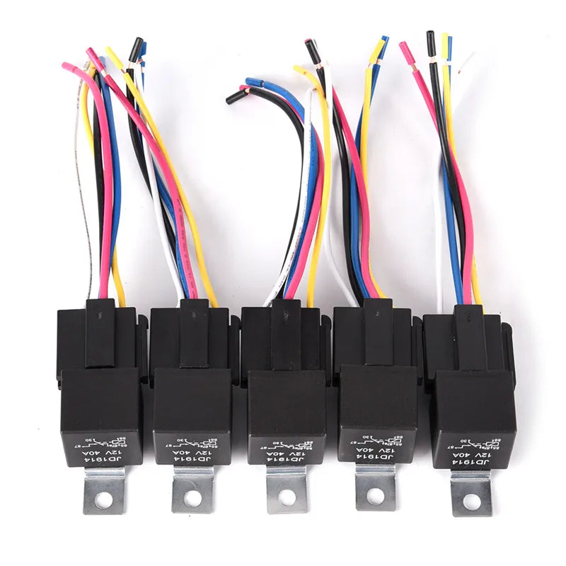 Waterproof Automotive Relay 12v 5pin 40a Car Relay With Black Red Copper Terminal Auto Relay With Relay Socket 1pc Tuck's Performance