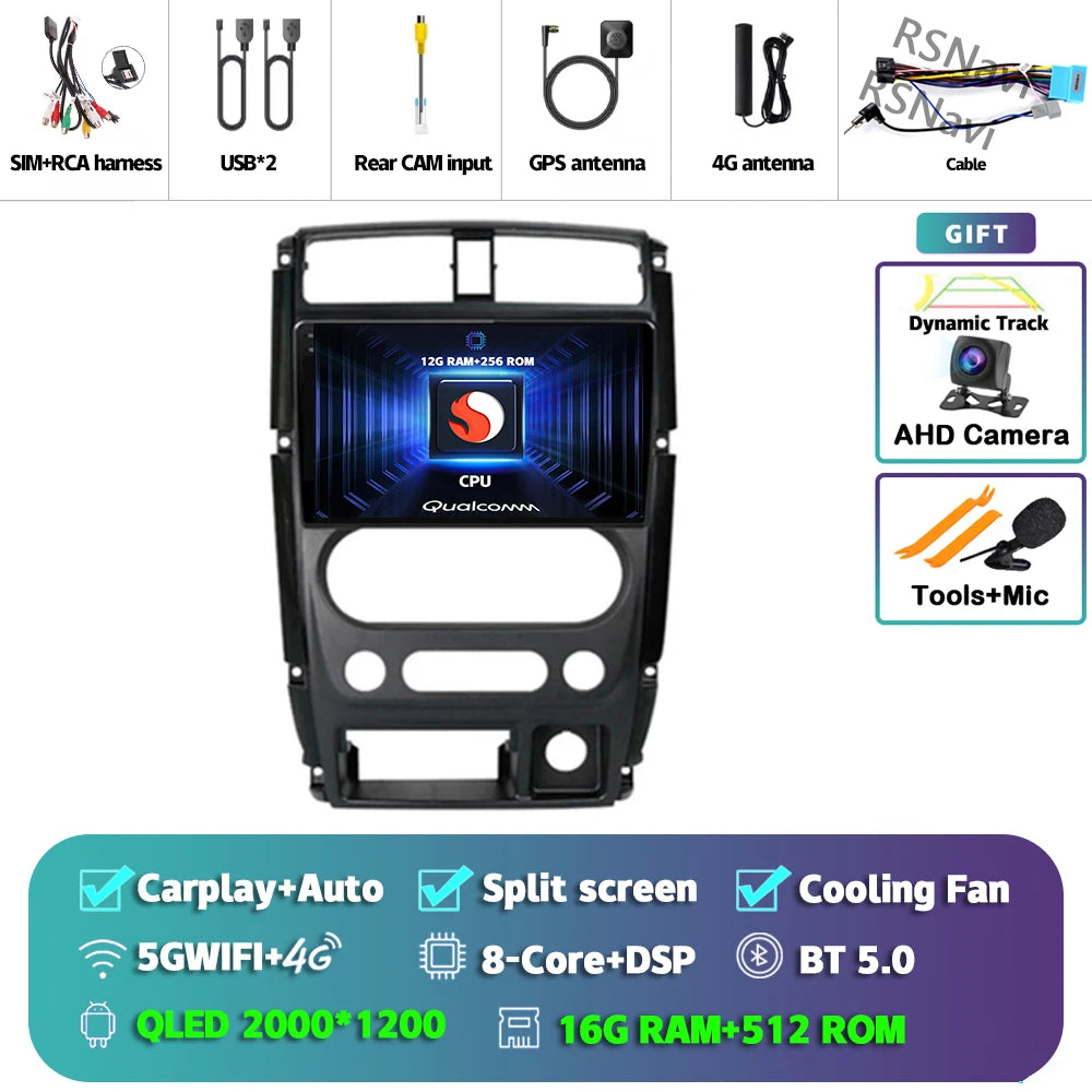 Android 16 Carplay Auto 2K Screen Car Radio Multimedia Player For Suzuki Jimny 3 2005 - 2019 Autoradio GPS Stereo 2din Head Unit Tuck's Performance