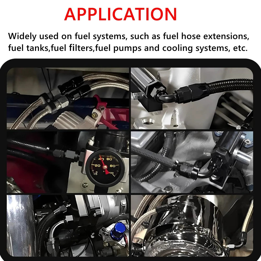4AN 6AN 8AN 10AN Female to AN Female Union Straight 0 45 90 Degrees Swivel Hose End Fitting Adaptors Aluminum Oil Fuel Connector Tuck's Performance