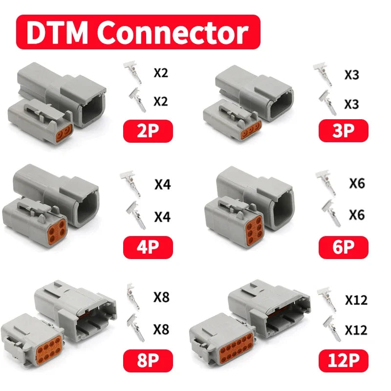10/50/100 Sets Deutsch DTM/DT/DTP/DTF Automobile Connector Plug&Socket Male&Female Terminal DTM04-2/3/4/6/8/12 DTM06-2/3/4/6/8S Tuck's Performance