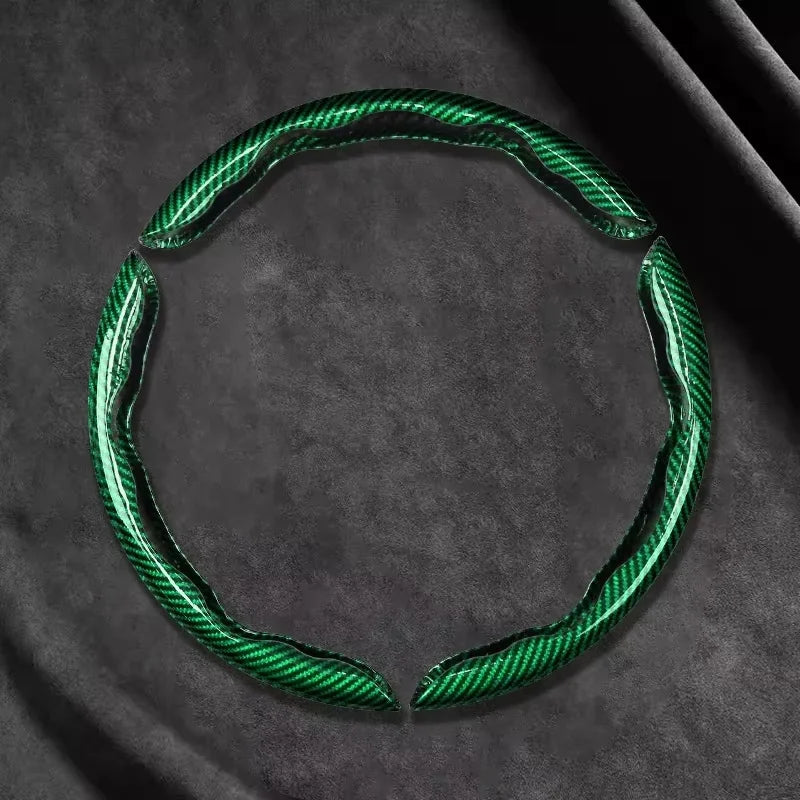 Green carbon-look steering wheel cover 3 piece set