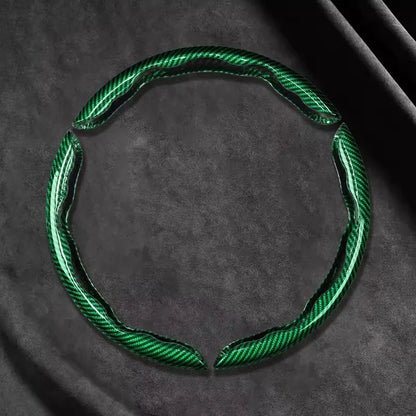 Green carbon-look steering wheel cover 3 piece set