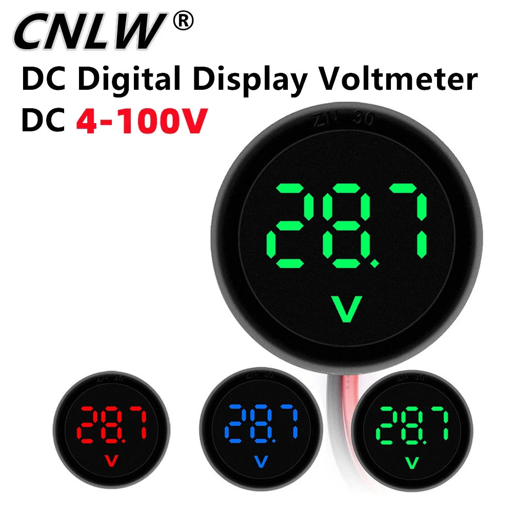 Round DC 4V-100V LED Digital Voltmeter Panel image 1