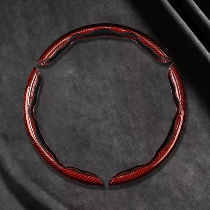 Red carbon-look steering wheel cover 3 piece set