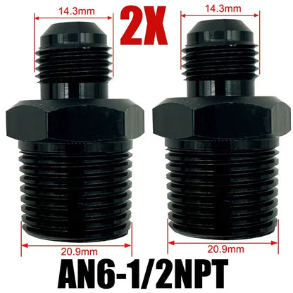 2X Flare Male AN4 AN6 AN8 AN10 AN12 To 1/4NPT 1/8NPT 3/8NPT 3/4 NPT Thread Straight Fittings Fuel Oil Cooler Hose Pipe Adapter Tuck's Performance