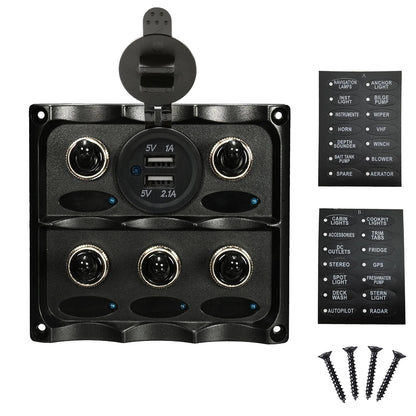 Rocker Switch Panel 4 or 6 Gang - Waterproof, 12V/24V Tucks Performance