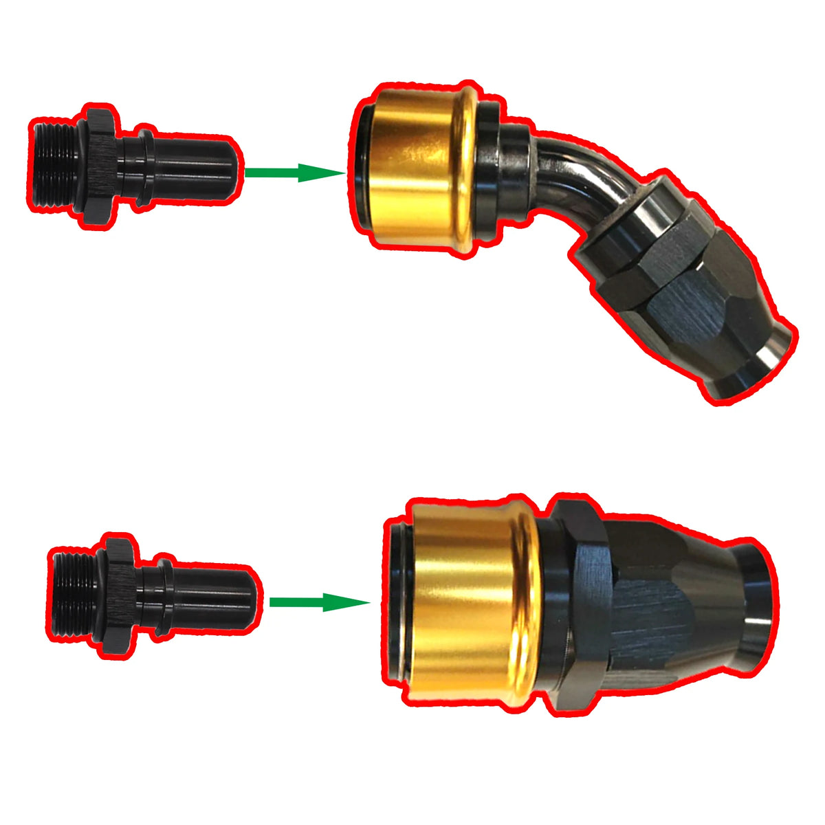 PTFE Quick Release AN Fittings -AN6-AN8-AN10-AN12-AN16 Swivel Fuel Hose End ORB Adapter For PTFE Hose Straight/45/90Degree Tuck's Performance