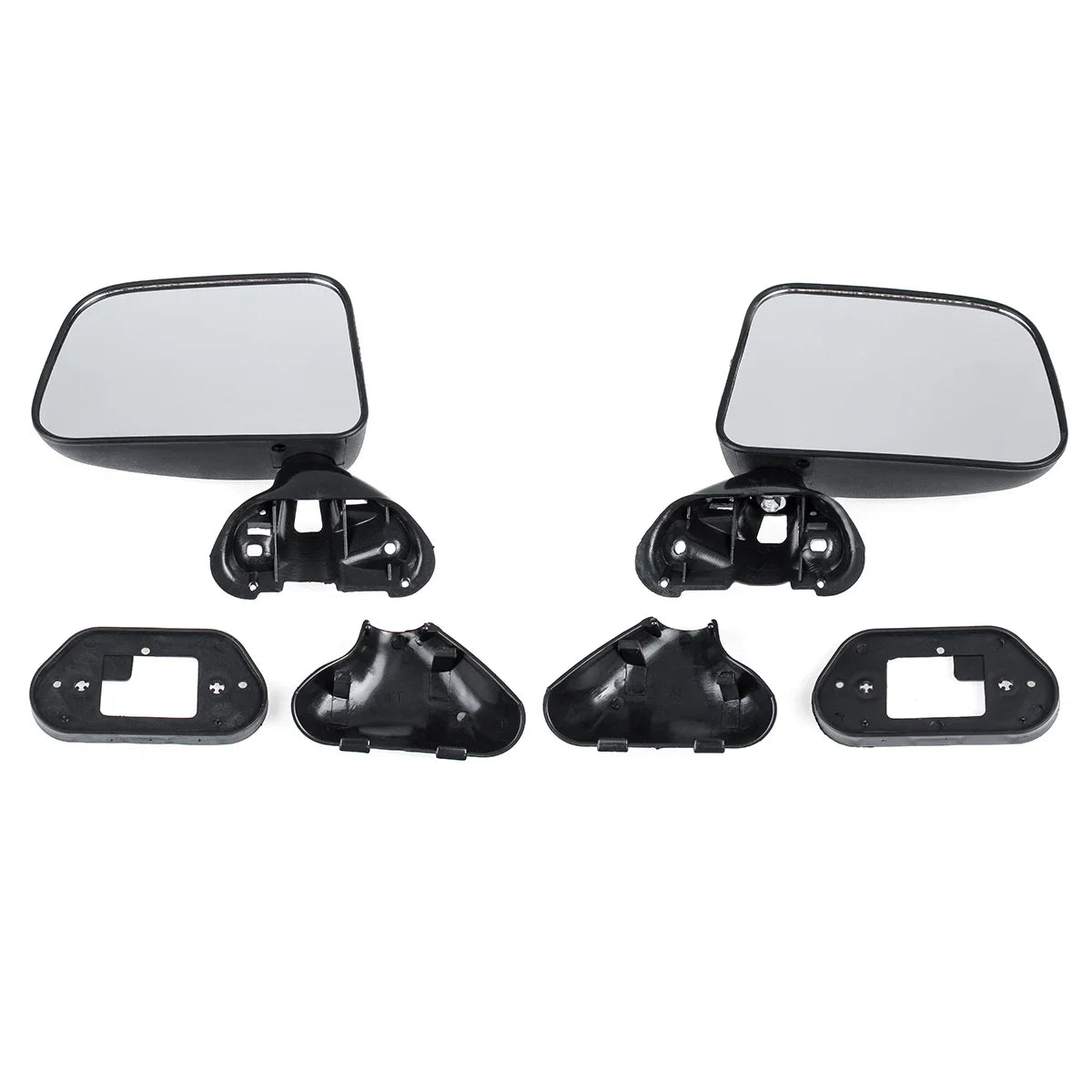 Left and right door mirrors with gaskets and base covers