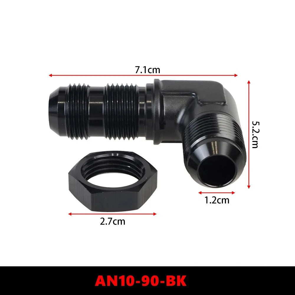 AN6 AN8 AN10 Male to Male 90 Degree Flare Union Bulkhead Fitting Adapter with Nut For Tab or Wirewall Tuck's Performance