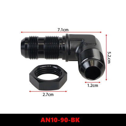 AN6 AN8 AN10 Male to Male 90 Degree Flare Union Bulkhead Fitting Adapter with Nut For Tab or Wirewall Tuck's Performance