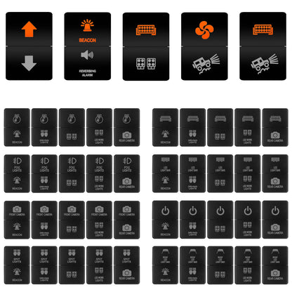 Toyota style 12V dual LED push switch with labels
