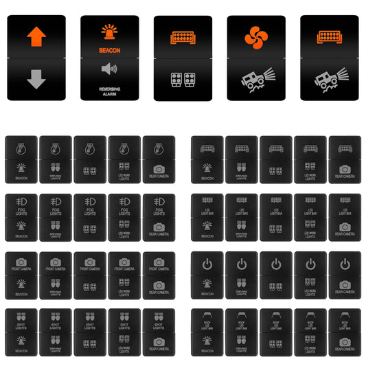Toyota style 12V dual LED push switch with labels