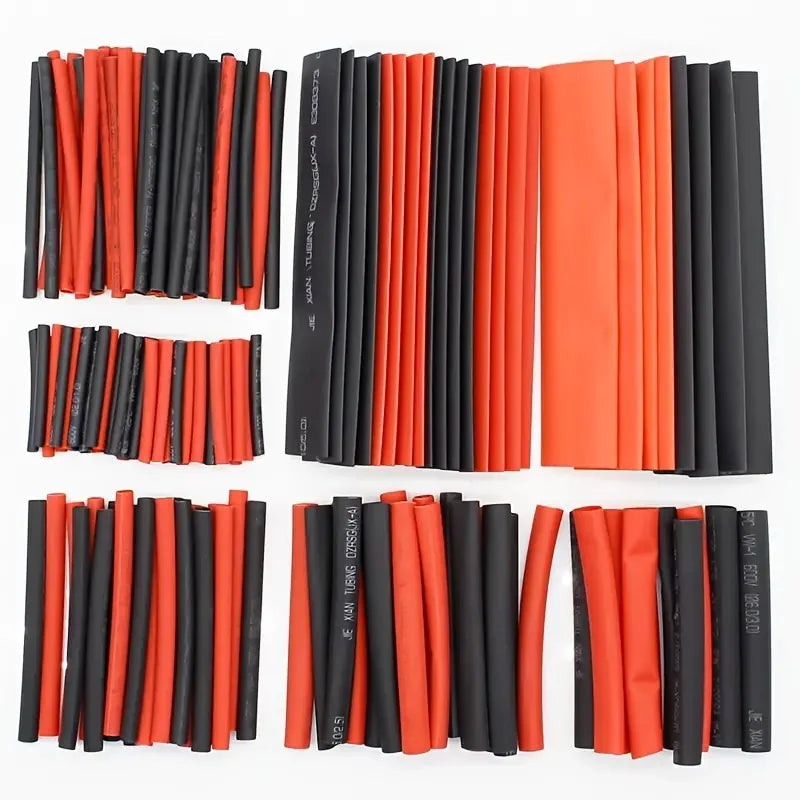 127PCS Black Red Heat Shrink Tubing 2:1 Assortment Polyolefin Tube Car Cable Sleeving Wrap Wire Kit Tuck's Performance
