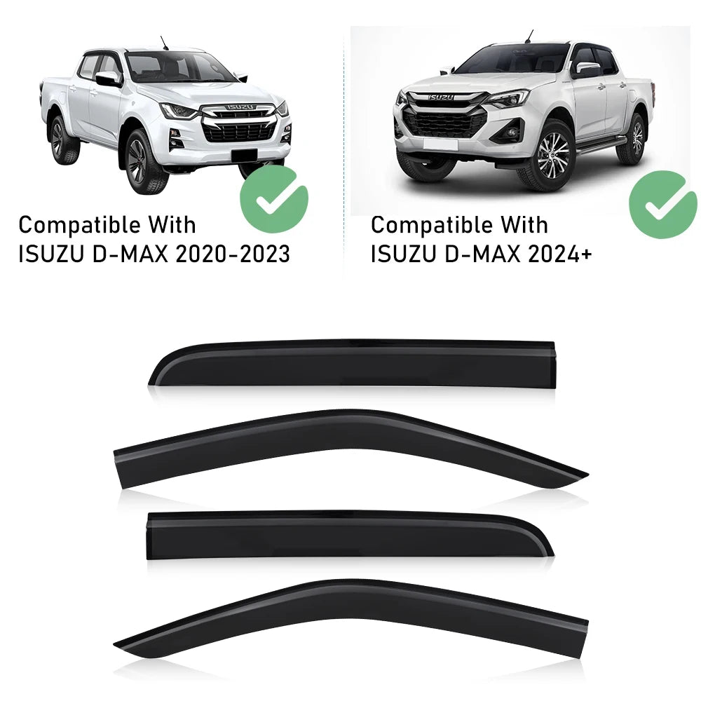D-MAX with window visors fitted, window partly down in rain