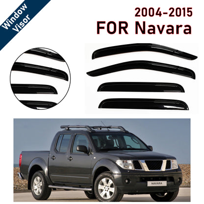 Window Visor for Nissan Navara 2004-2015 Double Cab | 4pcs Rain Guard Wind Deflector | Car Weather Shield Accessory Tuck's Performance