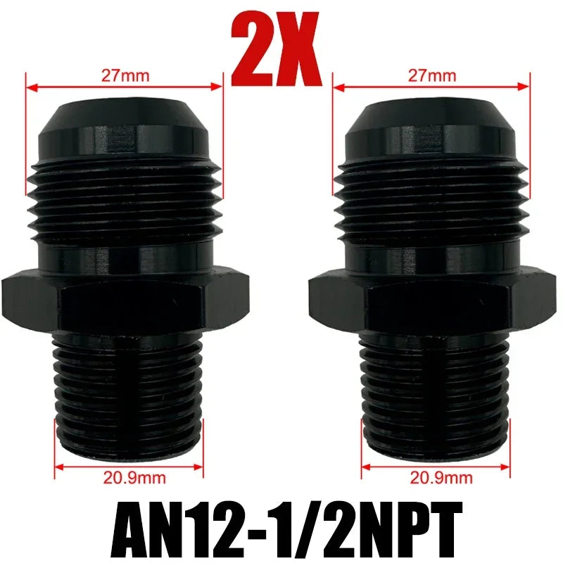 2X Flare Male AN4 AN6 AN8 AN10 AN12 To 1/4NPT 1/8NPT 3/8NPT 3/4 NPT Thread Straight Fittings Fuel Oil Cooler Hose Pipe Adapter Tuck's Performance
