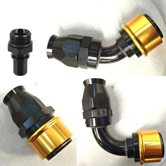PTFE Quick Release AN Fittings -AN6-AN8-AN10-AN12-AN16 Swivel Fuel Hose End ORB Adapter For PTFE Hose Straight/45/90Degree Tuck's Performance