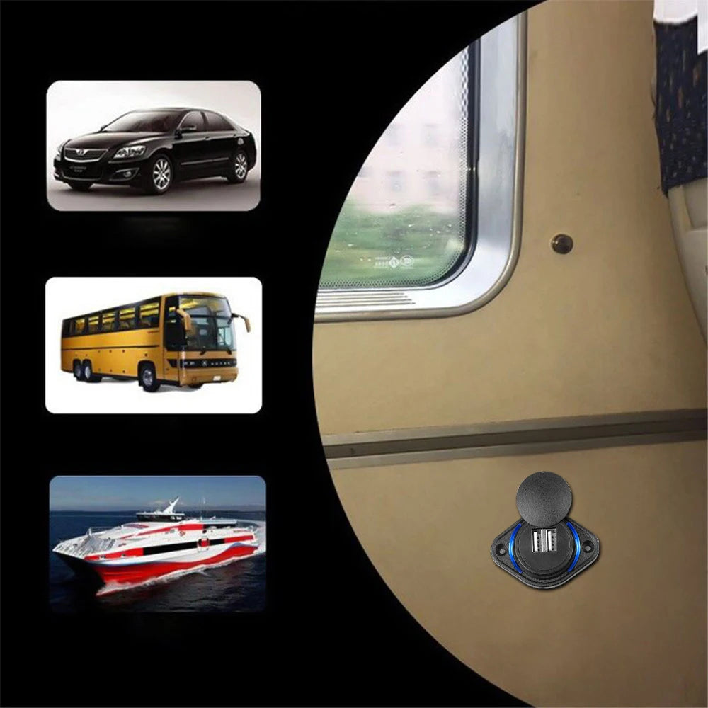 12-24V 3.1A Dual USB Charger Power Socket Adapter Charging Panel Mount for Motorbike Car Boat ATV UTV Camper Caravans Tuck's Performance