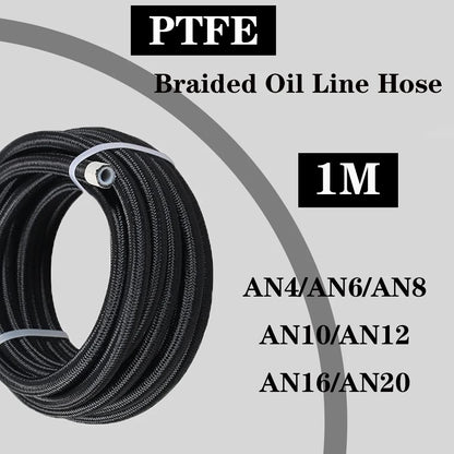 1M AN4 AN6 AN8 AN10 AN12 AN16 AN20 Universal Fuel Hose Oil Gas Cooler Line Pipe Tube Inside PTFE Nylon Stainless Steel Braided Tuck's Performance