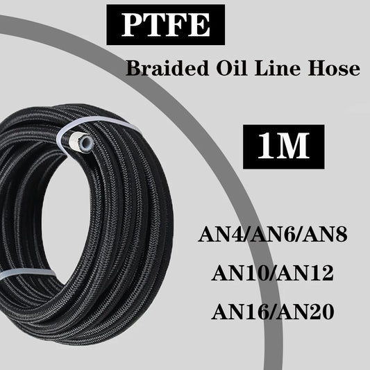 1M AN4 AN6 AN8 AN10 AN12 AN16 AN20 Universal Fuel Hose Oil Gas Cooler Line Pipe Tube Inside PTFE Nylon Stainless Steel Braided Tuck's Performance