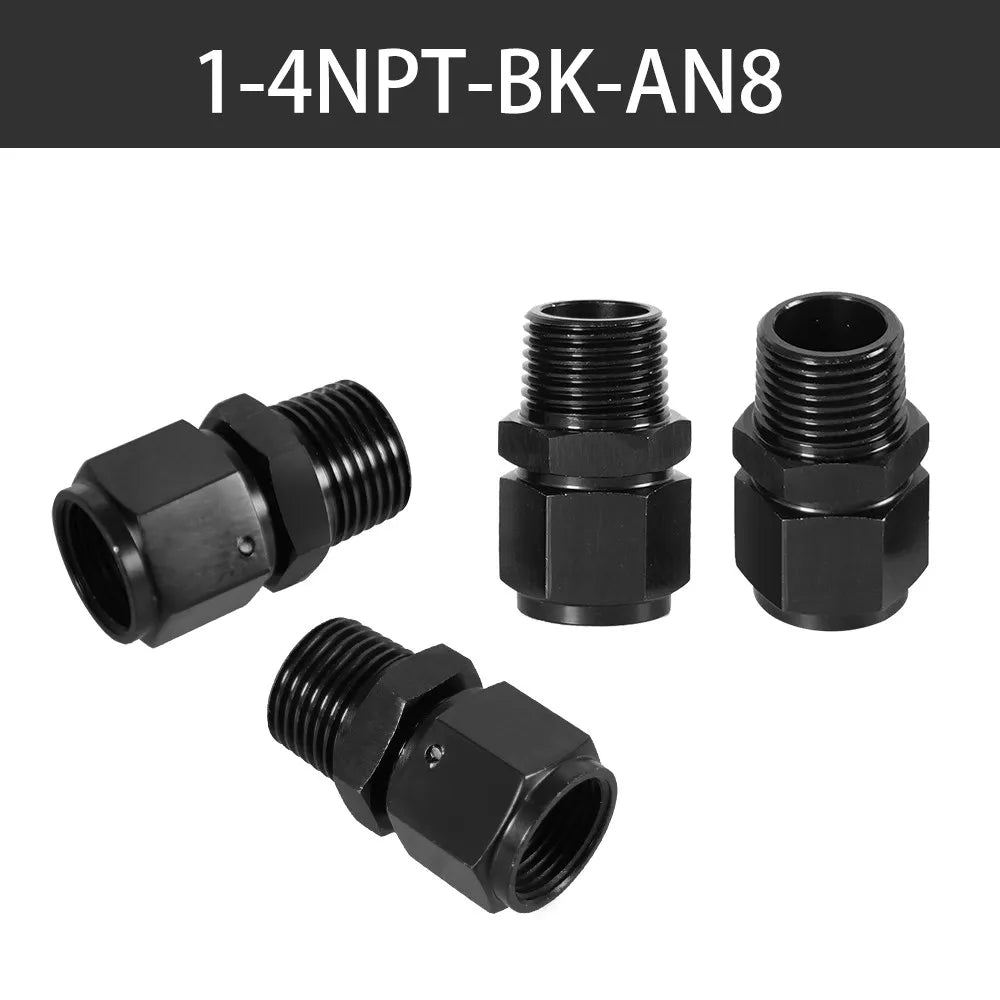 8AN Female Flare Swivel to 1/4 NPT Male Adapter Fitting Union Straight Aluminum AN4 AN6 Female 1/2NPT 1/8 NPT 3/8NPT Male Tuck's Performance