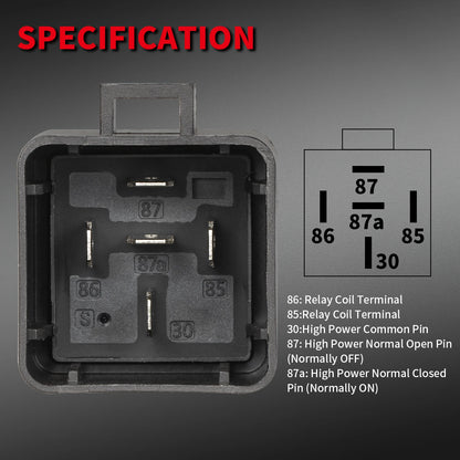 1PC SPDT 5 Pin Waterproof Auto Relay 12V 40A Heavy Duty 14AWG 12 Volt Car Relay Kit Bosch Style and Harness Set For Automotive Tuck's Performance