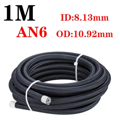 1M AN4 AN6 AN8 AN10 AN12 AN16 AN20 Universal Fuel Hose Oil Gas Cooler Line Pipe Tube Inside PTFE Nylon Stainless Steel Braided Tuck's Performance