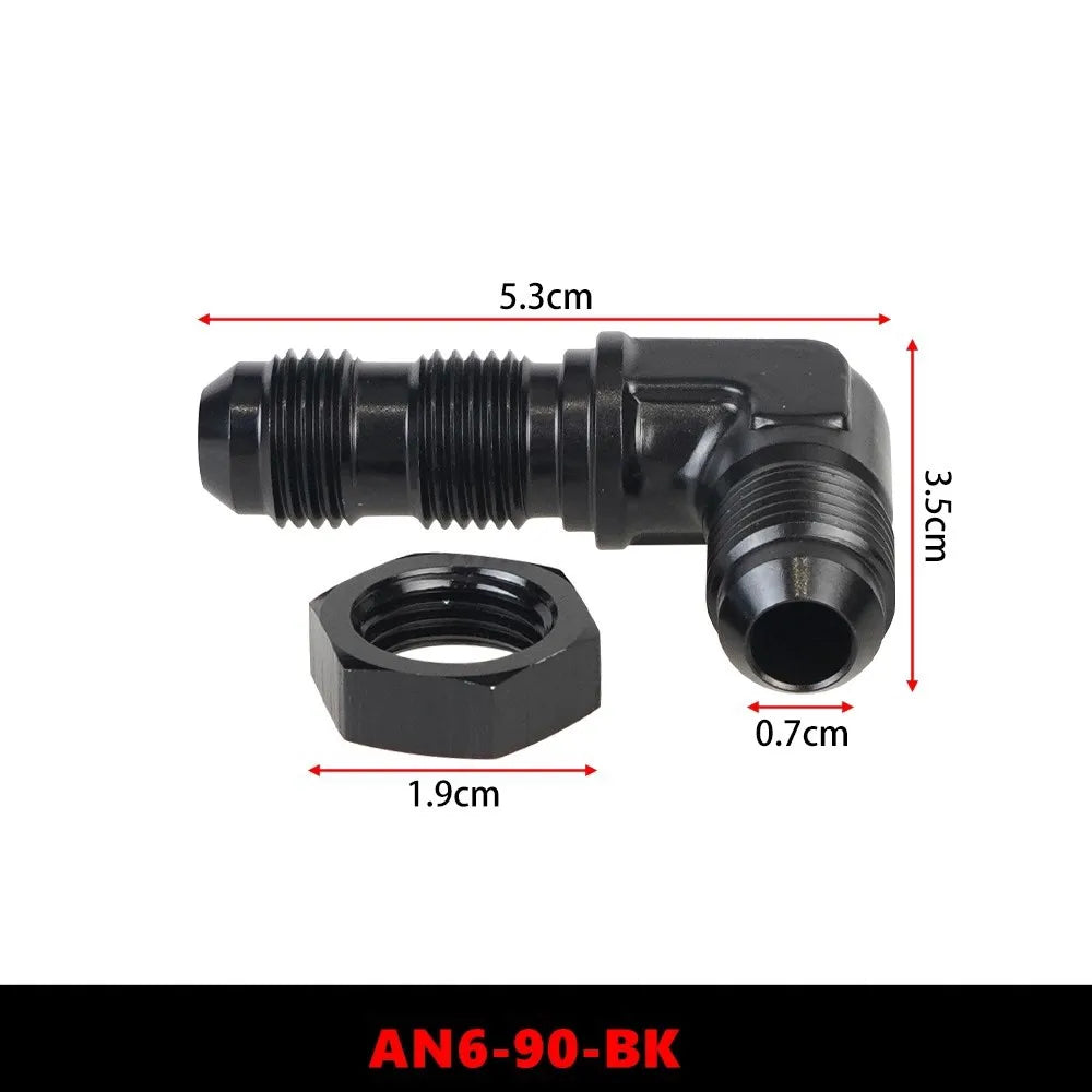 AN6 AN8 AN10 Male to Male 90 Degree Flare Union Bulkhead Fitting Adapter with Nut For Tab or Wirewall Tuck's Performance
