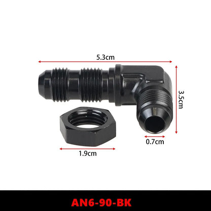 AN6 AN8 AN10 Male to Male 90 Degree Flare Union Bulkhead Fitting Adapter with Nut For Tab or Wirewall Tuck's Performance