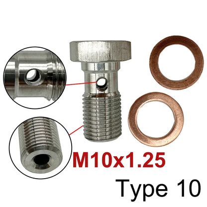 2X Stainless Steel 3AN Motorcycle Motor Bike Hydraulic Brake Oil Hose Line Banjo Fitting 10MM 0/28/45/90° Brake Hose End Adapter Tuck's Performance
