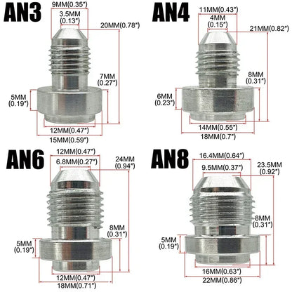 2X 3AN 4AN 6AN 8AN 10AN 12AN 16AN 20AN Male Weld On Fitting Adapter Weld Bung Aluminum Hose Straight Thread Connector Silver Tuck's Performance