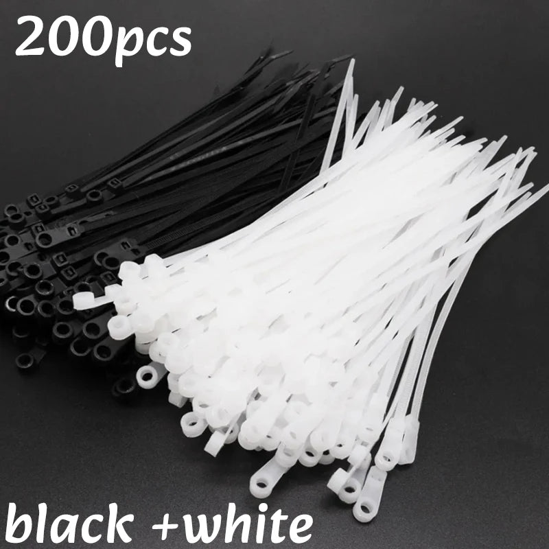 100-500pc Nylon Cable Ties with Screw Mounting Hole Fixed Cables Zip Tie Wire Fastening Straps Reusable Self-locking Cable Ties Tuck's Performance