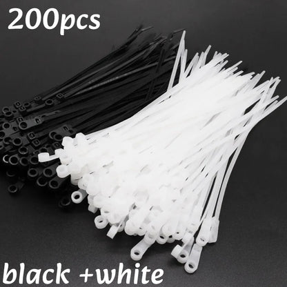 100-500pc Nylon Cable Ties with Screw Mounting Hole Fixed Cables Zip Tie Wire Fastening Straps Reusable Self-locking Cable Ties Tuck's Performance