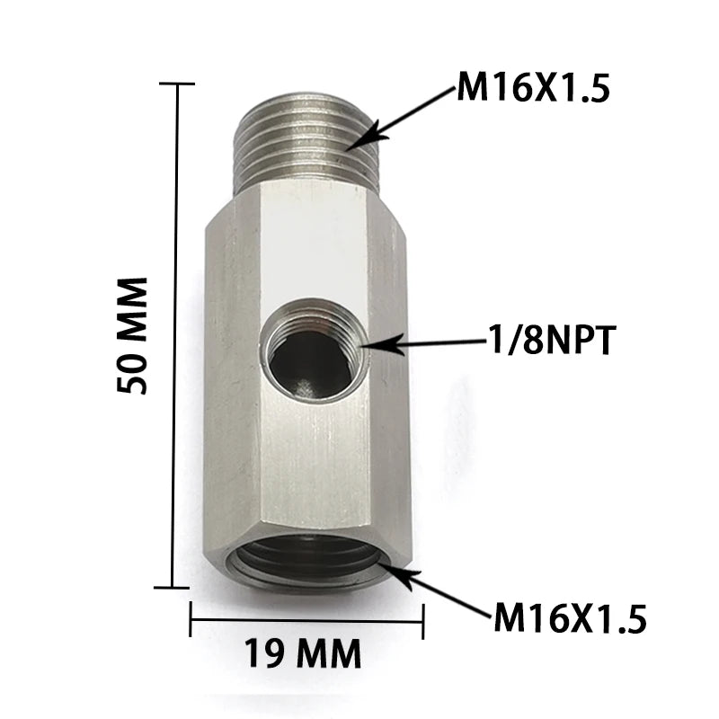 Stainless Steel 1/8NPT Oil Pressure Sensor Tee Adapter M16x1.5 Turbo Feed Line Gauge Fitting Connector for LS Engine Swap Tuck's Performance