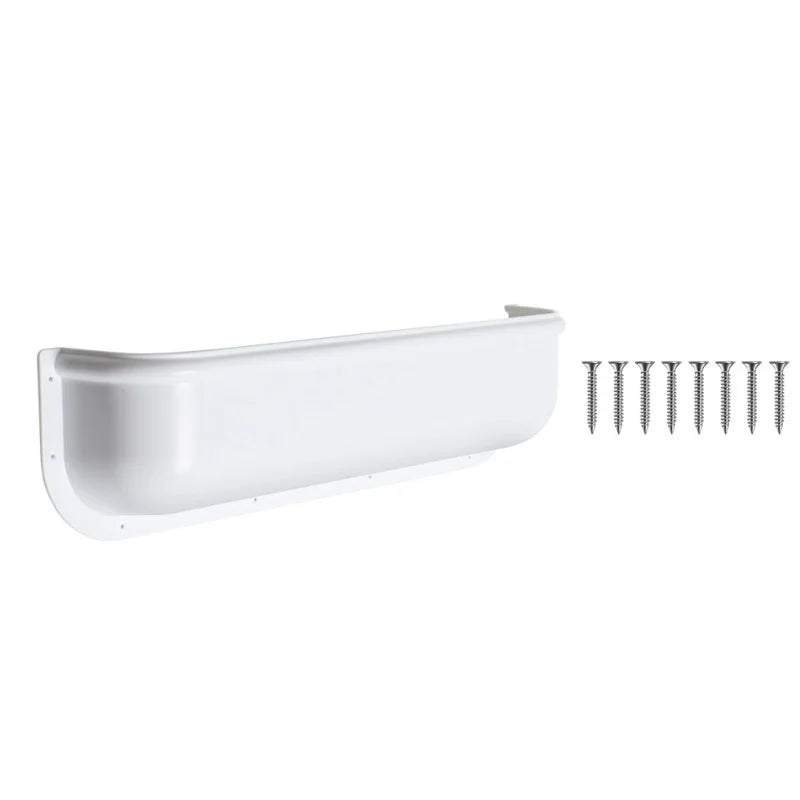 White door storage tray with mounting screws