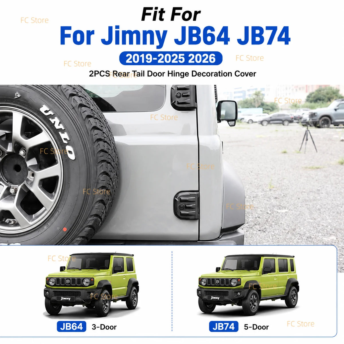 2PCS for Jimny 2019-2026 JB64 JB74Rear Tail Door Hinge Decoration Cover Tailgate Trim Exterior Protection Accessories Christmas Tuck's Performance