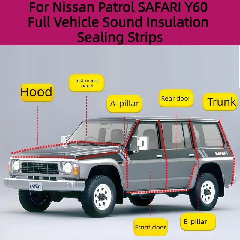 For Nissan Patrol SAFARI Y60 Full Vehicle Soundproofing Strips/Door Buffer Strips/Additional Noise-Inducing Rubber Strips Tuck's Performance