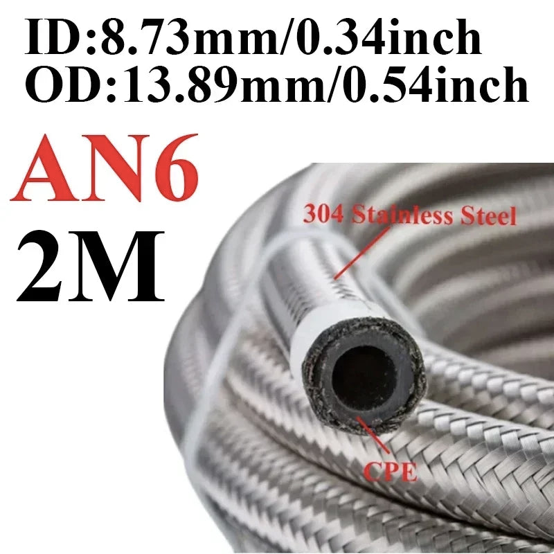 Stainless Braided CPE Fuel & Oil Hose | AN4 to AN12 | 1 to 6 Metre Tucks Performance
